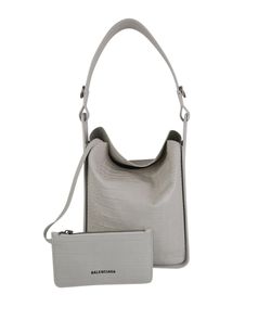 Tool 2.0 Small North South Tote, Croc Embossed, White, 659920.9060, DB, 3*